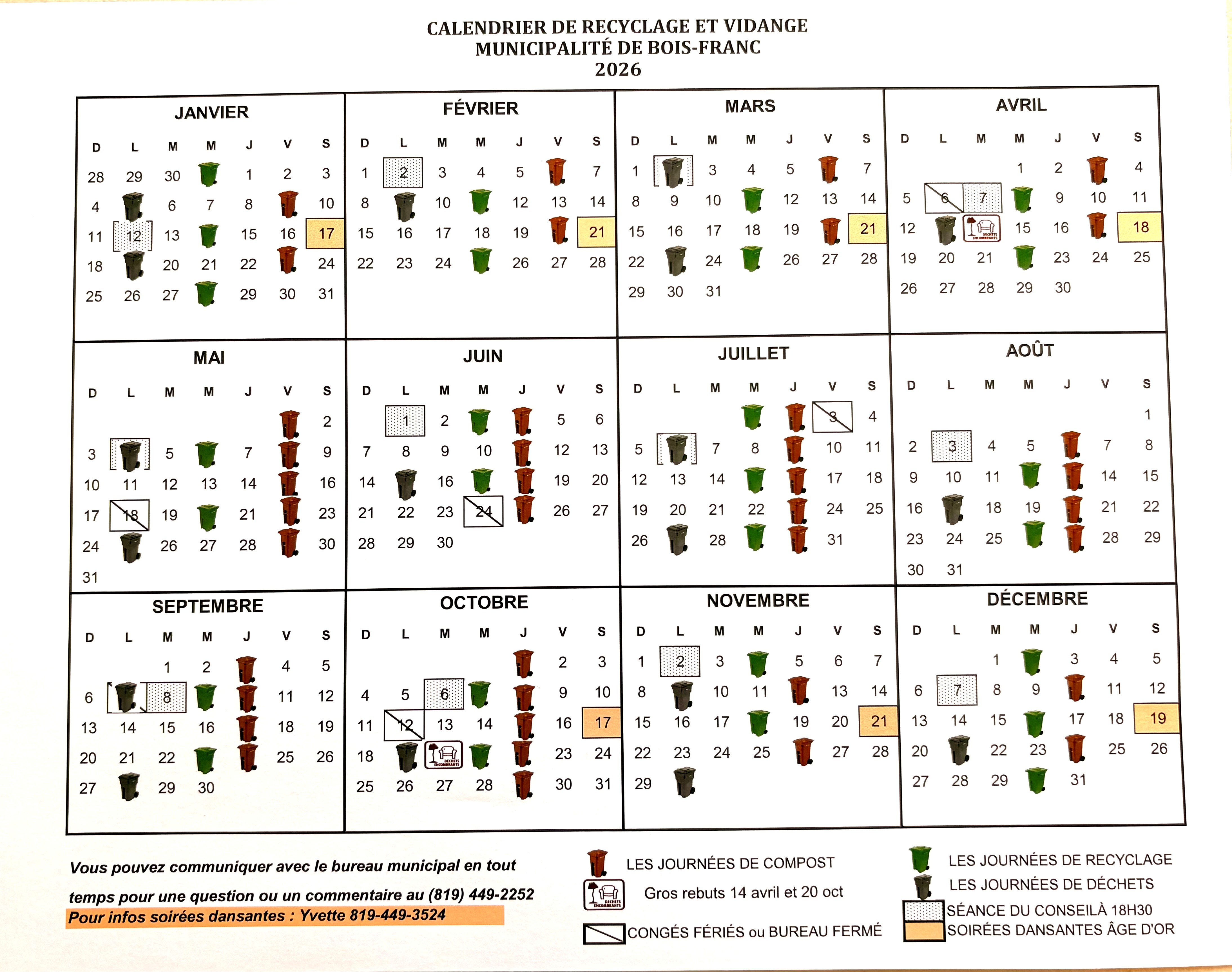 Calendrier 2026