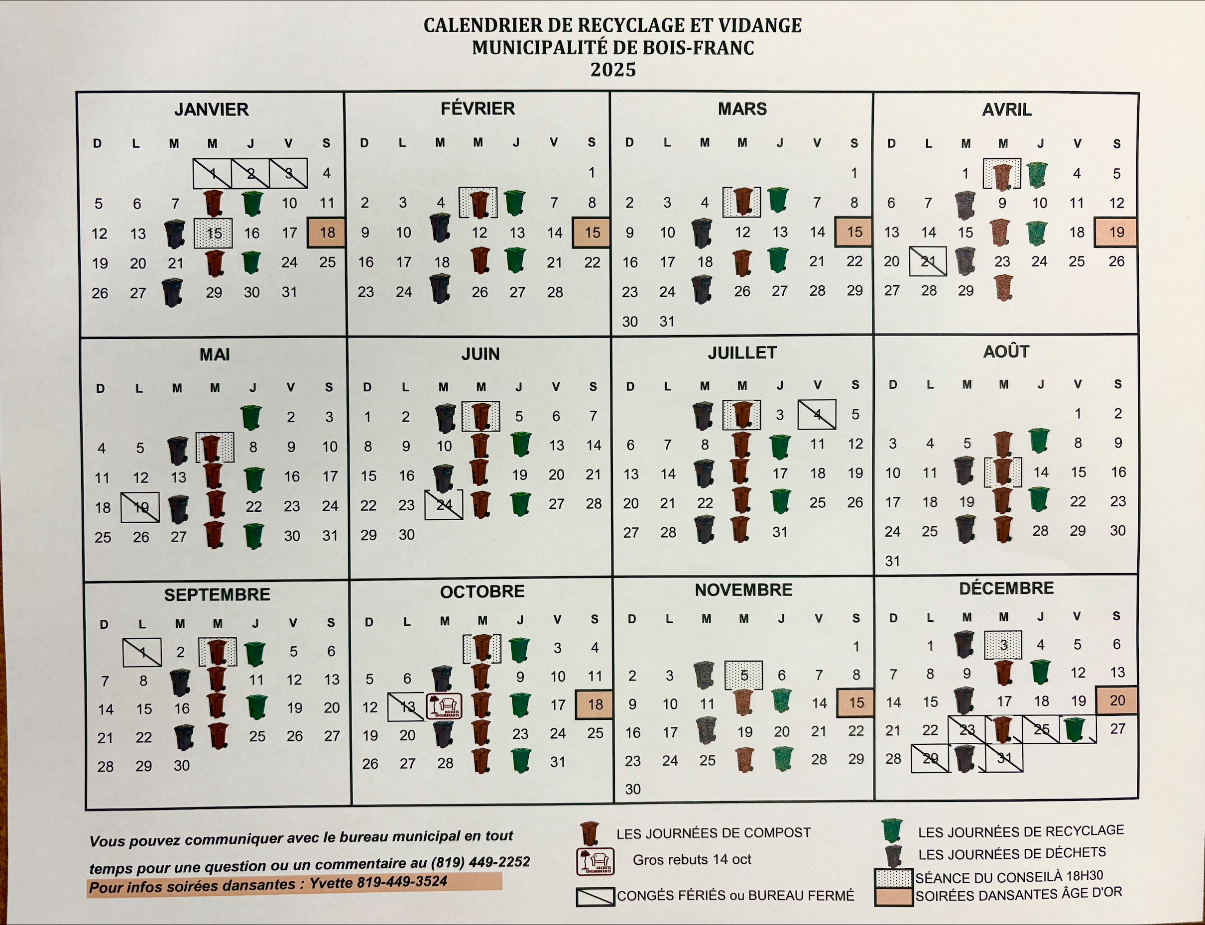 Calendrier 2025 collectes